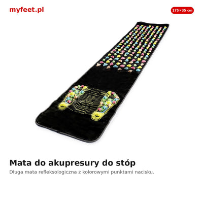 Mata do akupresury i masażu stóp MyFeet 175 × 35 cm z kolorowymi punktami nacisku