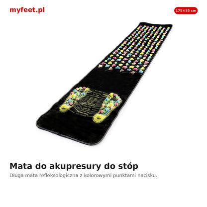 Mata do akupresury i masażu stóp MyFeet 175 × 35 cm z kolorowymi punktami nacisku