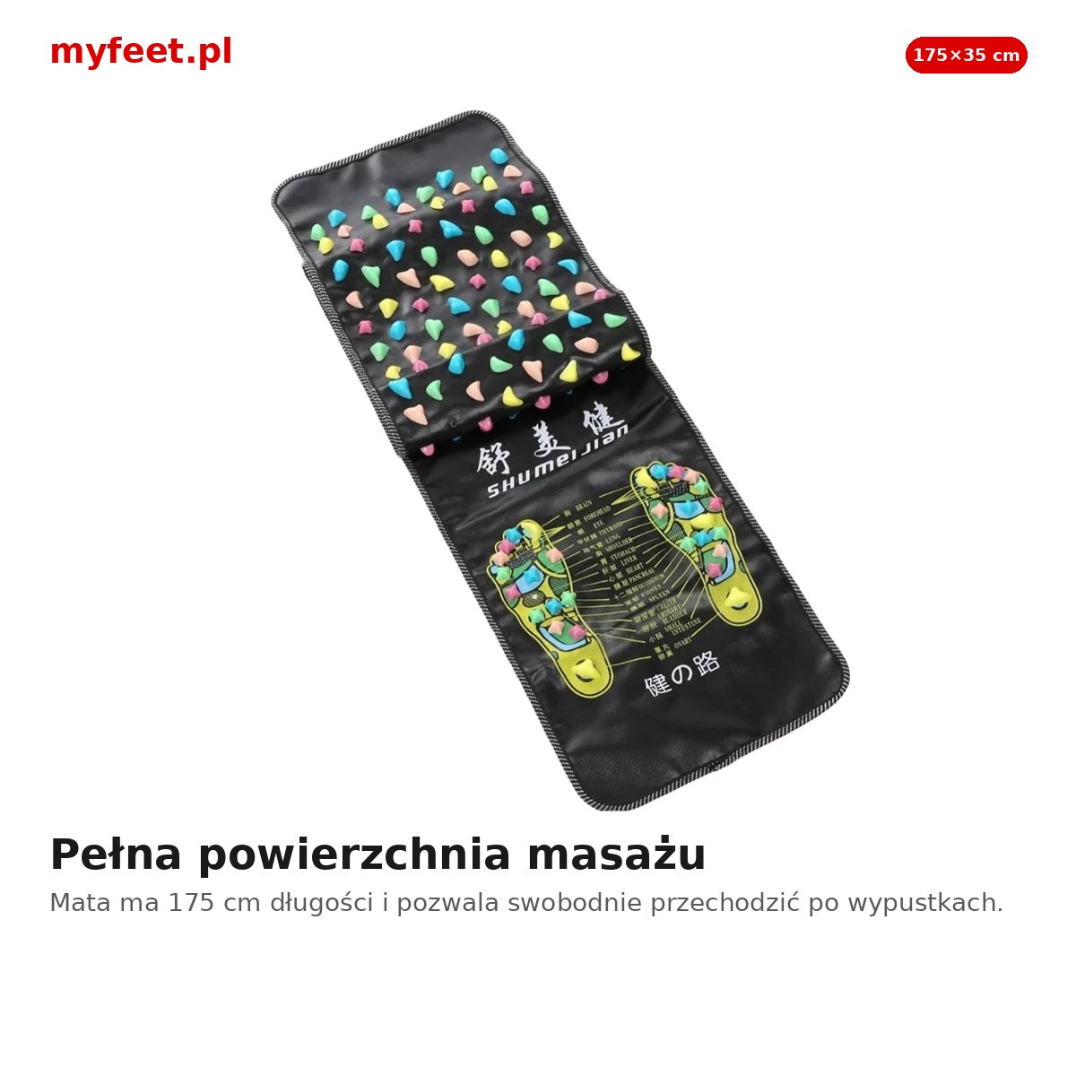 Długa mata do masażu stóp MyFeet 175 cm – pełny widok produktu