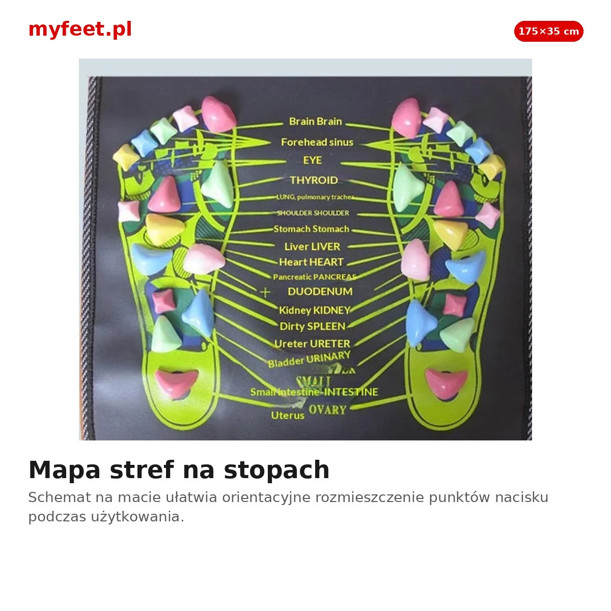 Mapa punktów nacisku stóp nadrukowana na macie MyFeet
