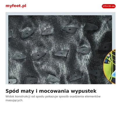 Spód maty akupresurowej – mocowania kolorowych wypustek