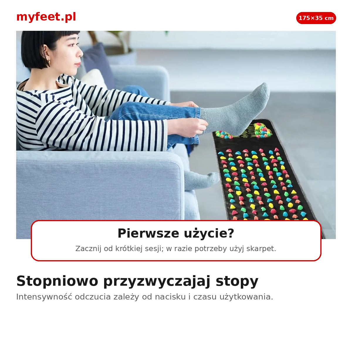 Pierwsze użycie maty do akupresury – krótka sesja w skarpetach