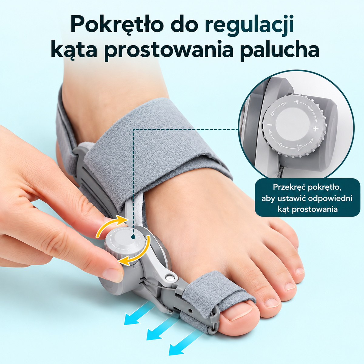 Pokrętło regulacji kąta ustawienia palucha w korektorze MyFeet