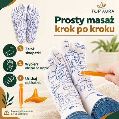 Skarpetki do masażu stóp z mapą punktów